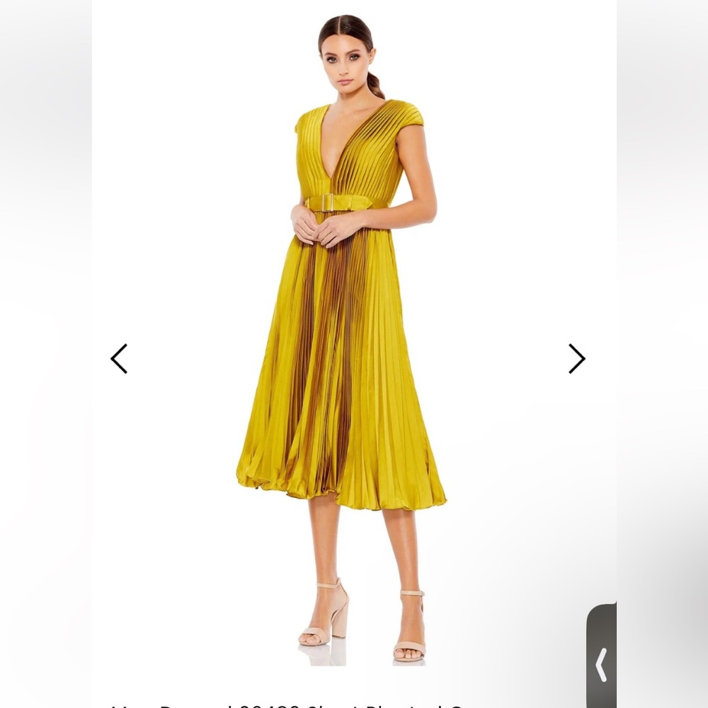 Mac Duggal Gold Pleated Dress